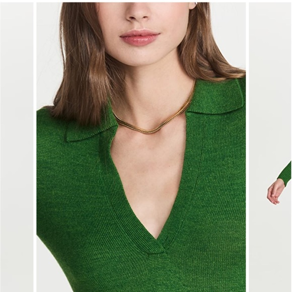 Staud crown polo wool sweater dress: size L in emerald - Picture 3 of 9